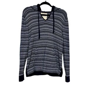 Hollister Y2K Striped Navy Knit Baja Hoodie Sweater Women's Size Small‎ Mallcore